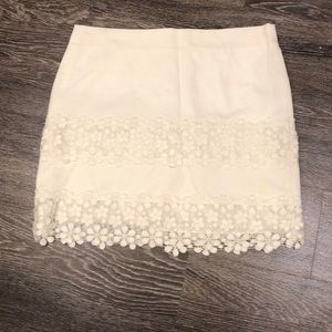 J. Crew Outlet White Skirt with Lace Trim